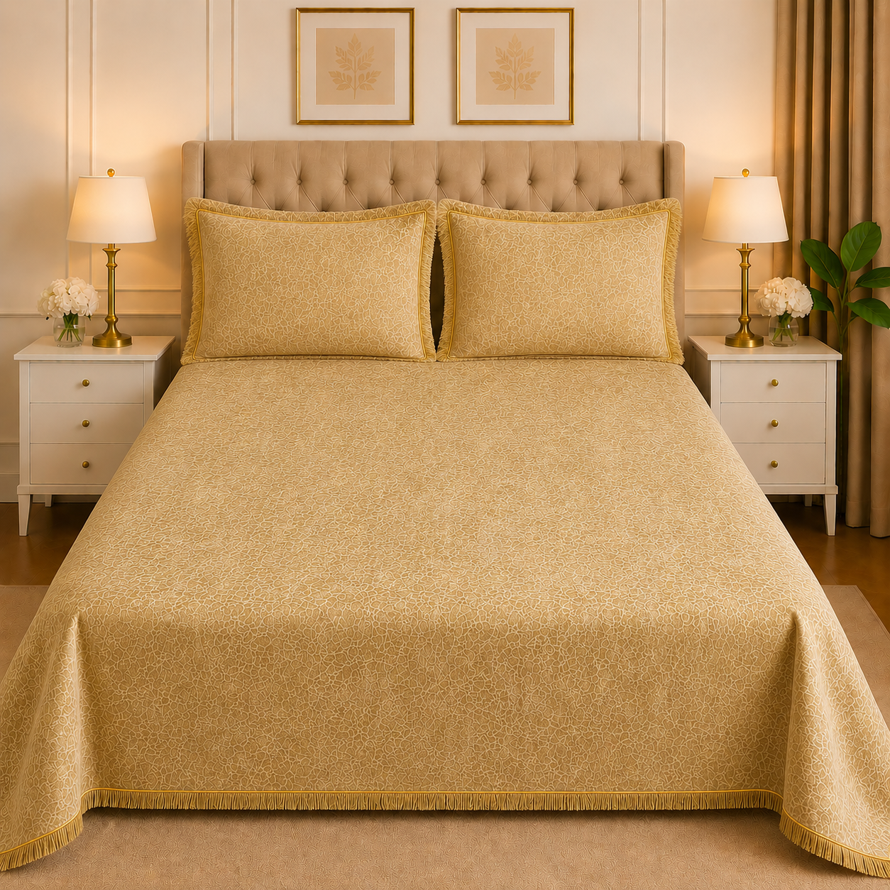 3PC Texture Velvet Bedsheet Set – King Size Luxury Soft Velvet