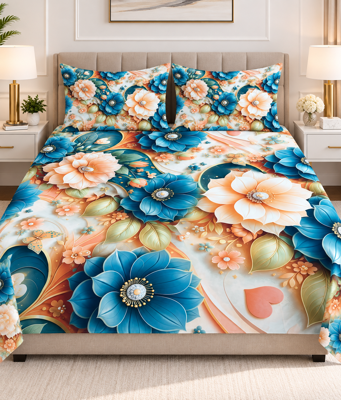 3PCS Crystal Cotton Digital Bed Sheet Collection