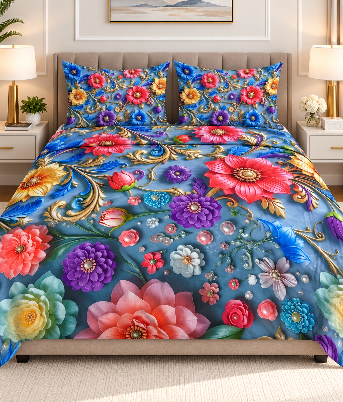3PCS Crystal Cotton Digital Bed Sheet Collection