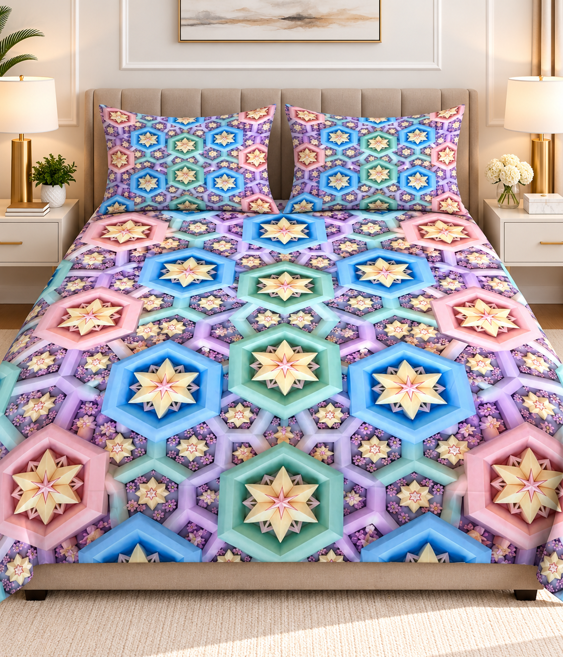 3PCS Crystal Cotton Digital Bed Sheet Collection