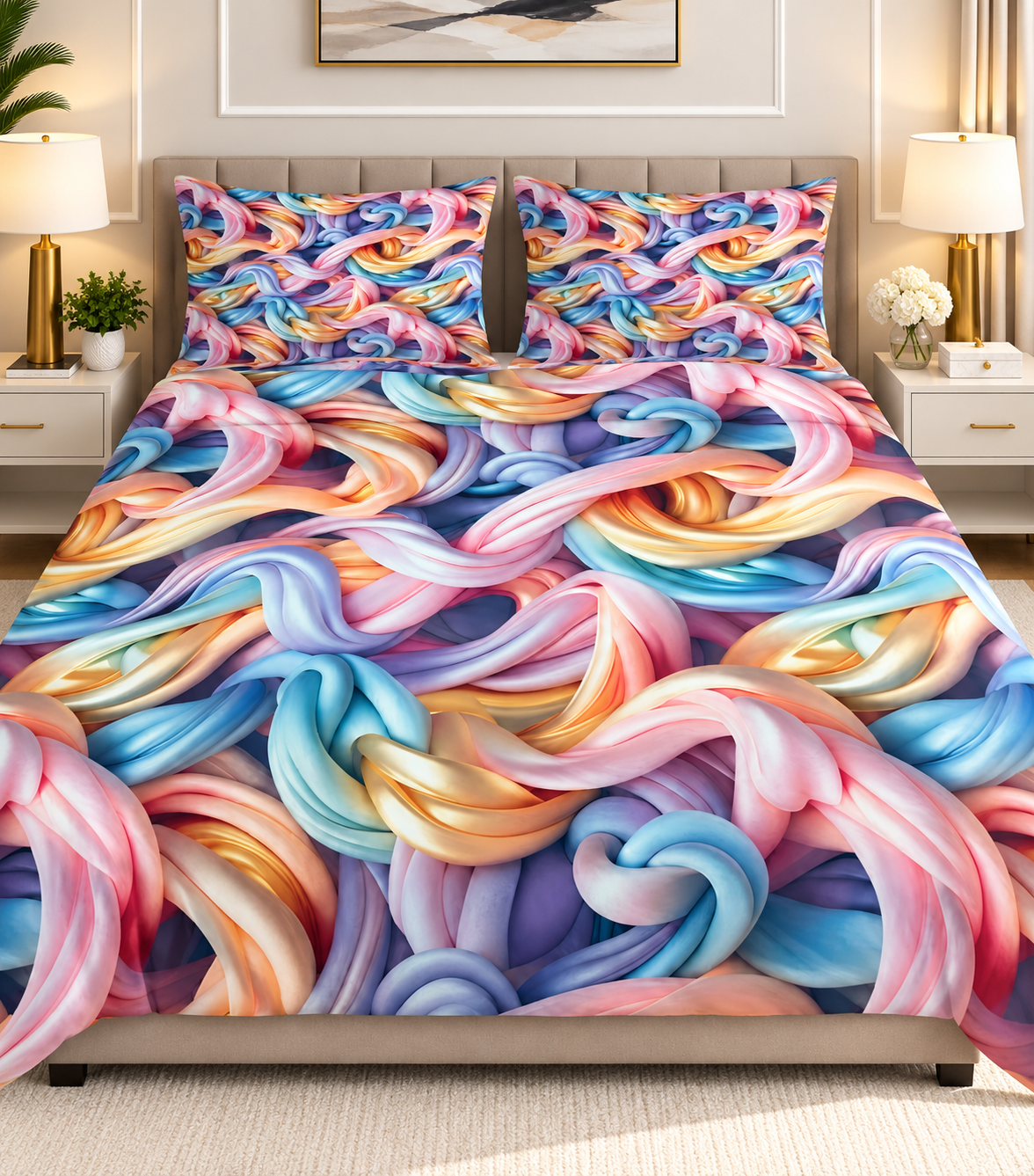 3PCS Crystal Cotton Digital Bed Sheet Collection