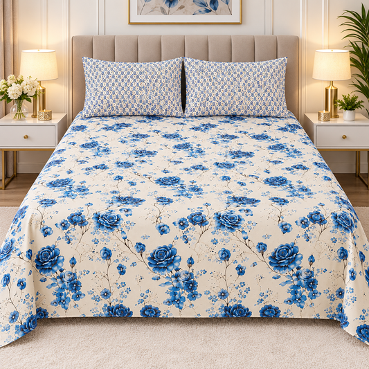 3pcs bed sheet 100% Pure Cotton King Size(96*98")