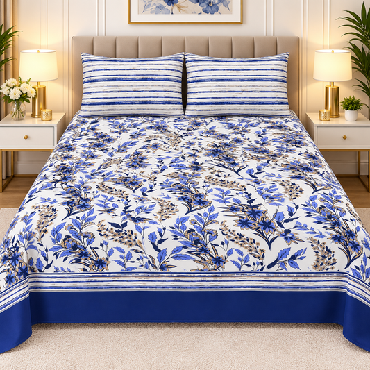 3pcs bed sheet 100% Pure Cotton King Size(96*98")