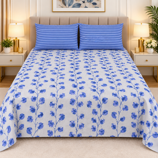 3pcs bed sheet 100% Pure Cotton King Size(96*98")