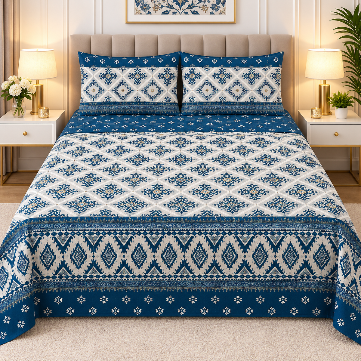 3pcs bed sheet 100% Pure Cotton King Size(96*98")