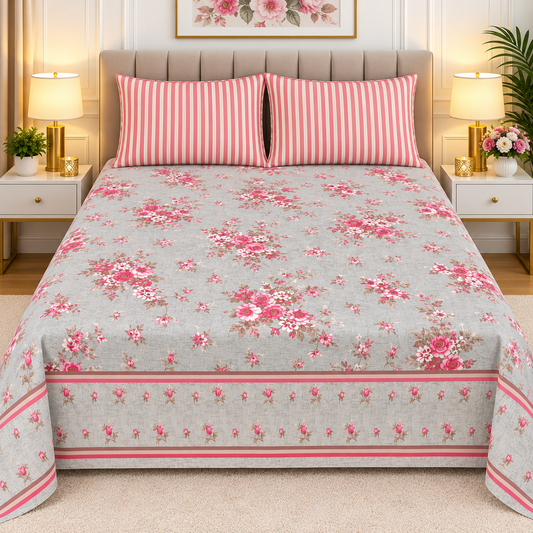 3pcs bed sheet 100% Pure Cotton King Size(96*98")