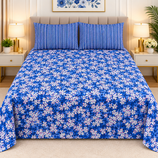 3pcs bed sheet 100% Pure Cotton King Size(96*98")