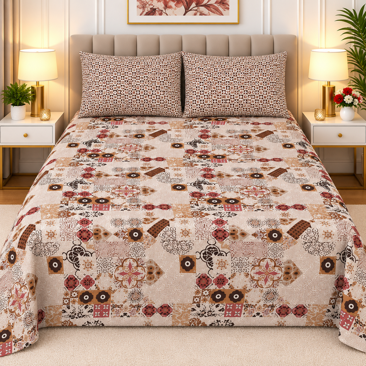 3pcs bed sheet 100% Pure Cotton King Size(96*98")