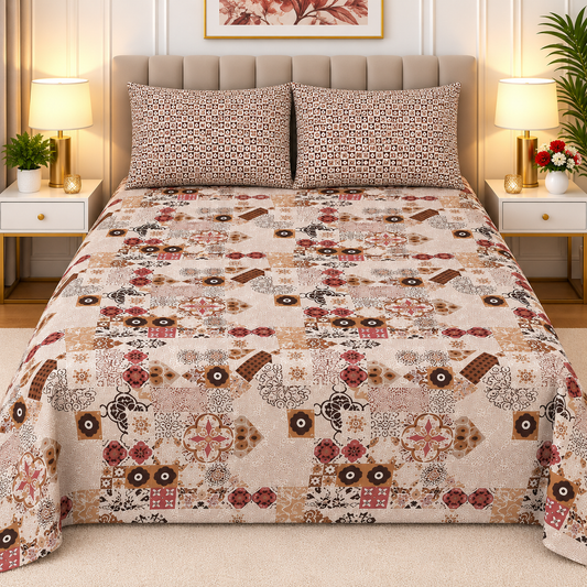 3pcs bed sheet 100% Pure Cotton King Size(96*98")