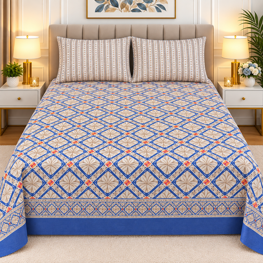 3pcs bed sheet 100% Pure Cotton King Size(96*98")