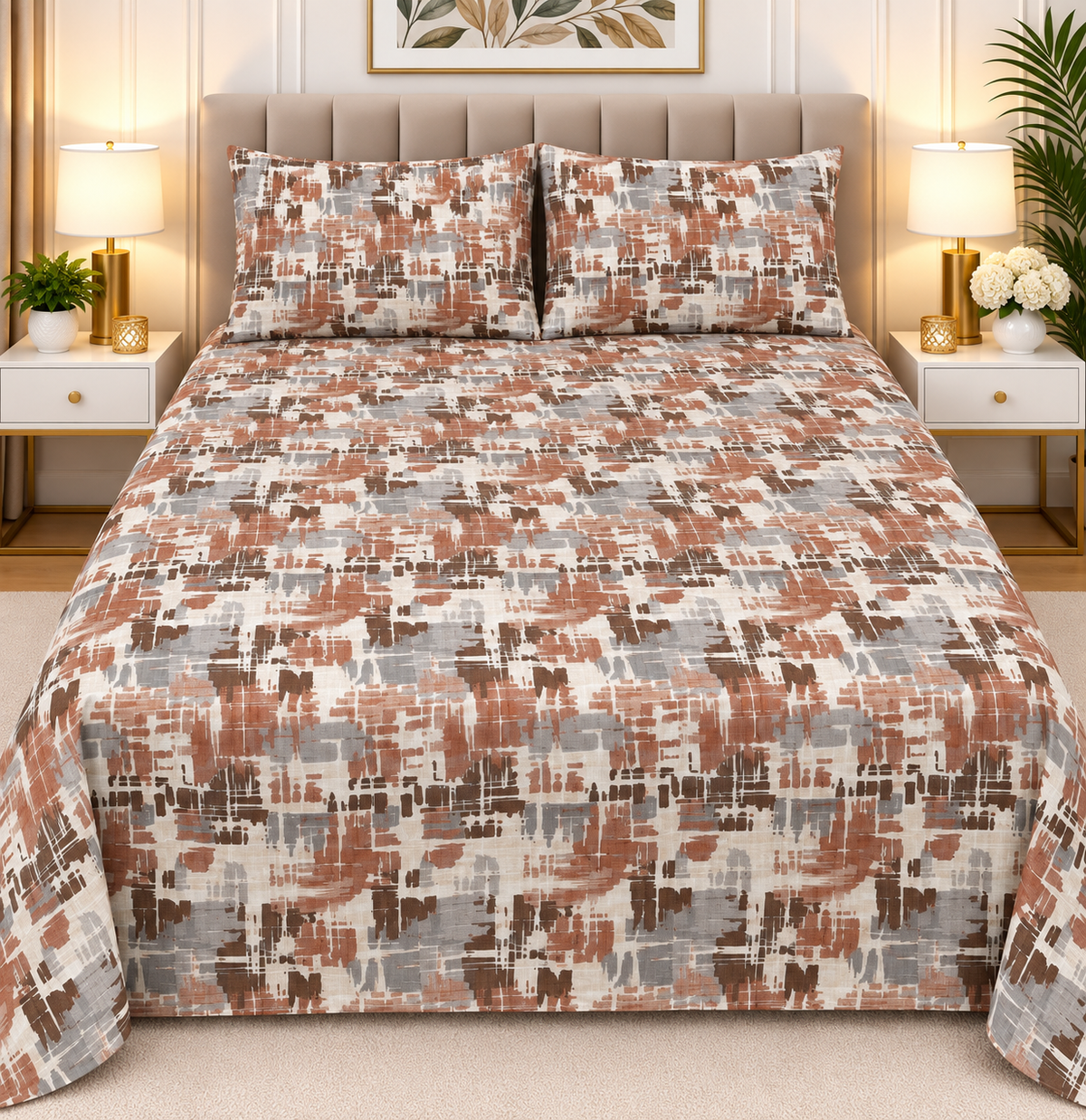 3pcs bed sheet 100% Pure Cotton King Size(96*98")