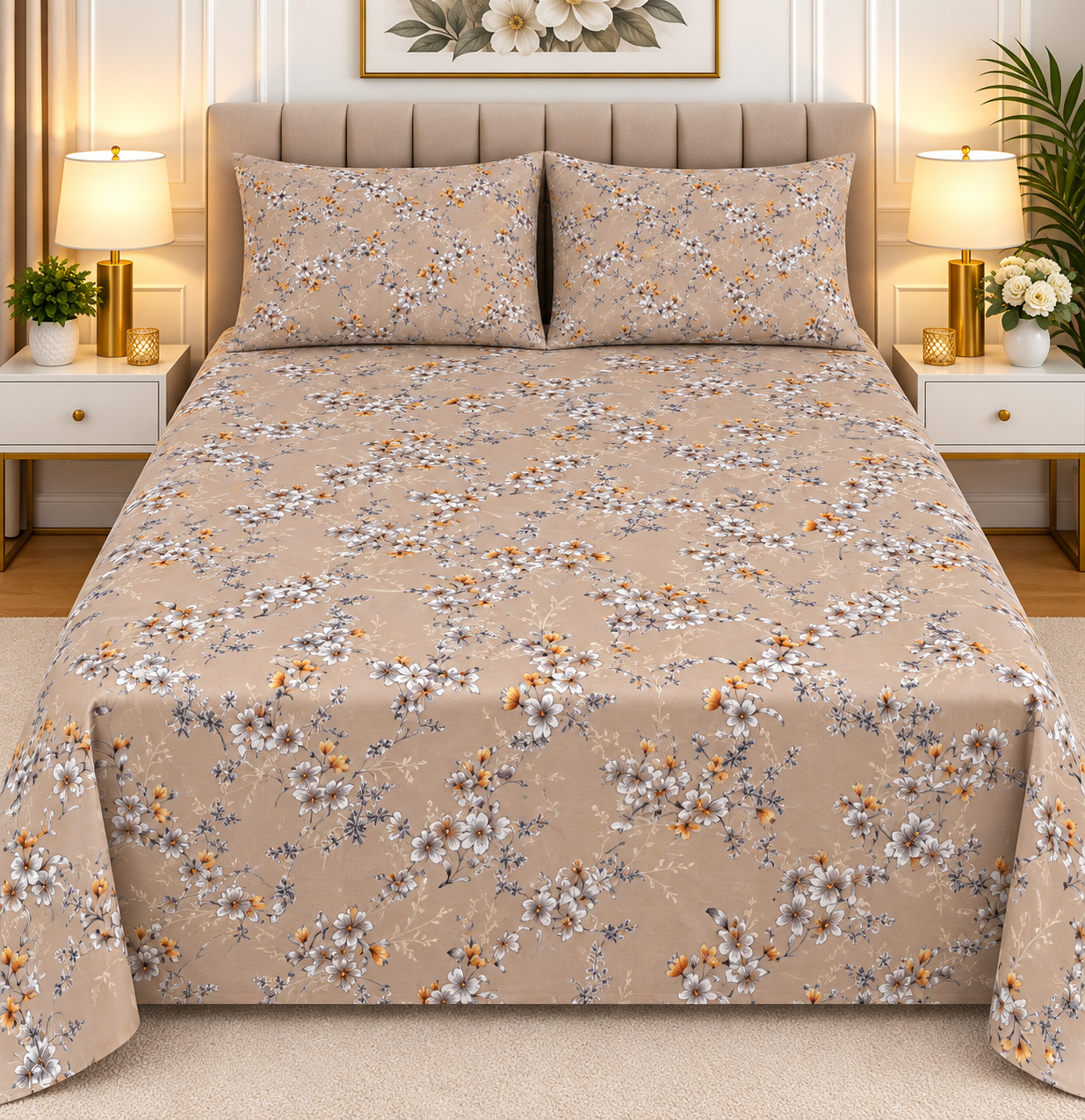 3pcs bed sheet 100% Pure Cotton King Size(96*98") (Copy)