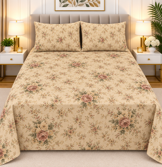 3pcs bed sheet 100% Pure Cotton King Size(96*98")