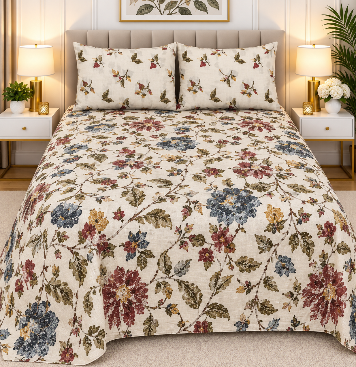3pcs bed sheet 100% Pure Cotton King Size(96*98")
