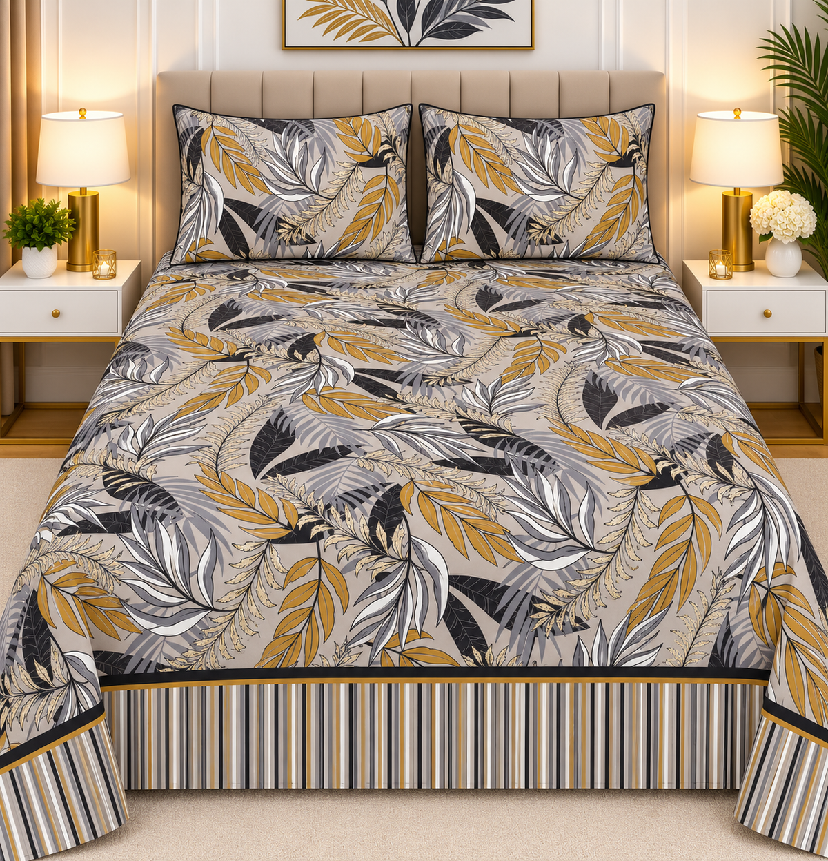 3pcs bed sheet 100% Pure Cotton King Size(96*98")