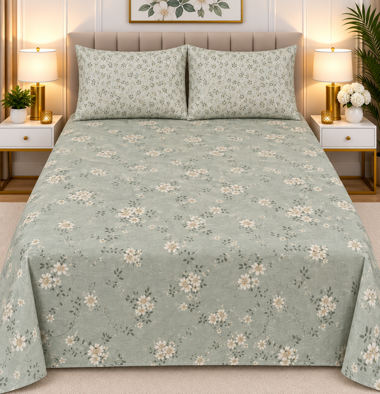 3pcs bed sheet 100% Pure Cotton King Size(96*98")