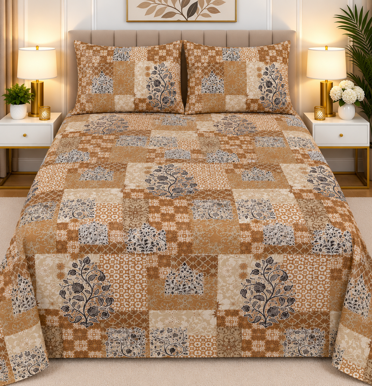 3pcs bed sheet 100% Pure Cotton King Size(96*98")