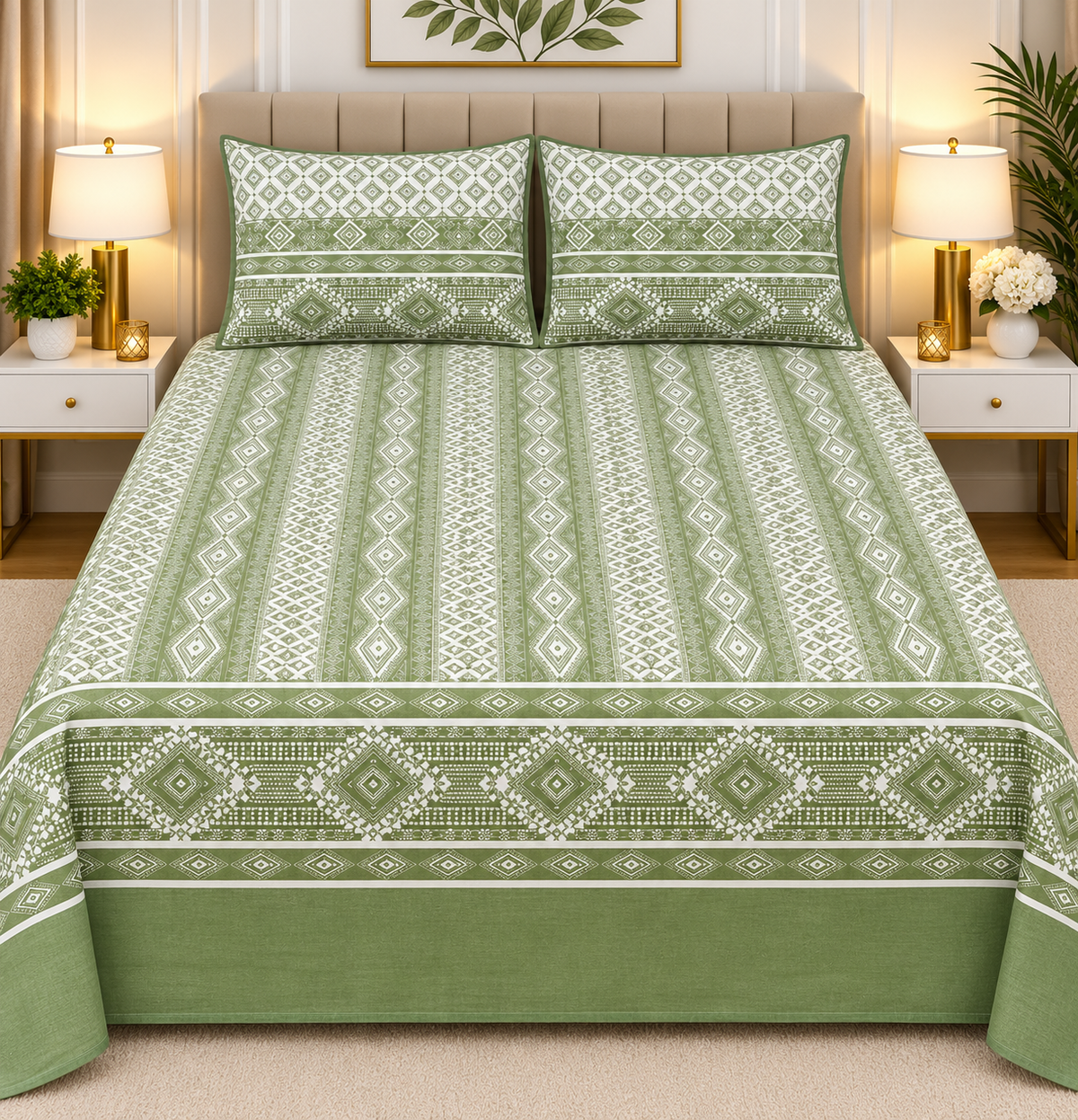 3pcs bed sheet 100% Pure Cotton King Size(96*98")