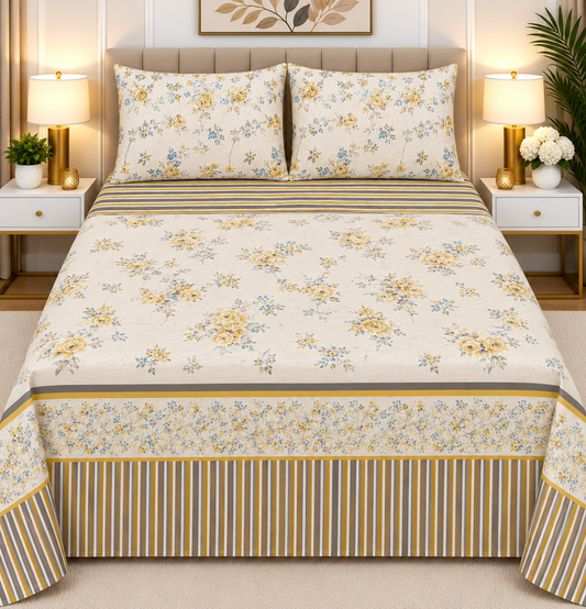 3pcs bed sheet 100% Pure Cotton King Size(96*98")
