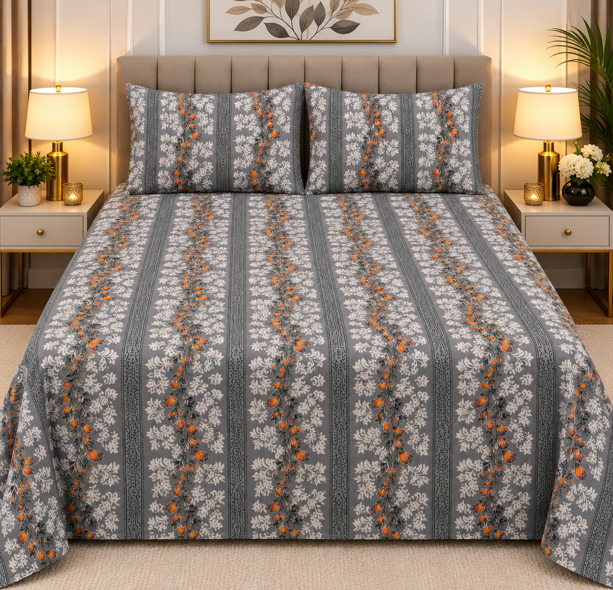 3pcs bed sheet 100% Pure Cotton King Size(96*98")