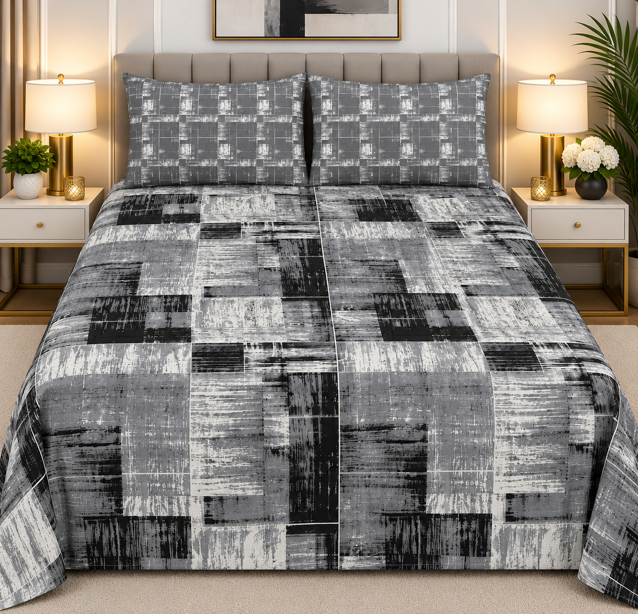 3pcs bed sheet 100% Pure Cotton King Size(96*98")