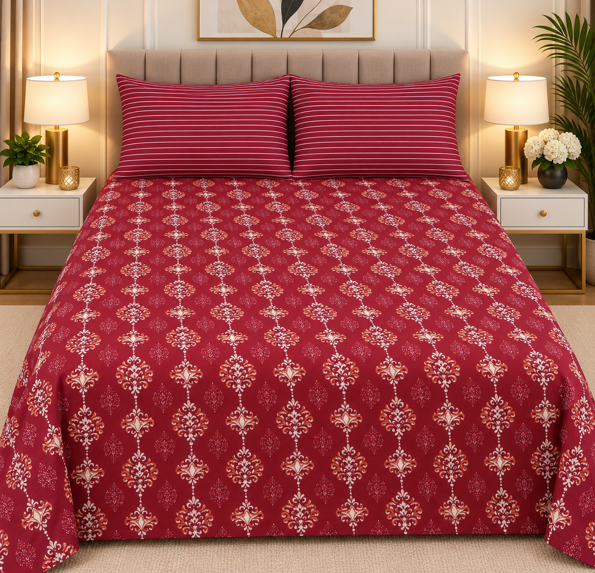 3pcs bed sheet 100% Pure Cotton King Size(96*98")