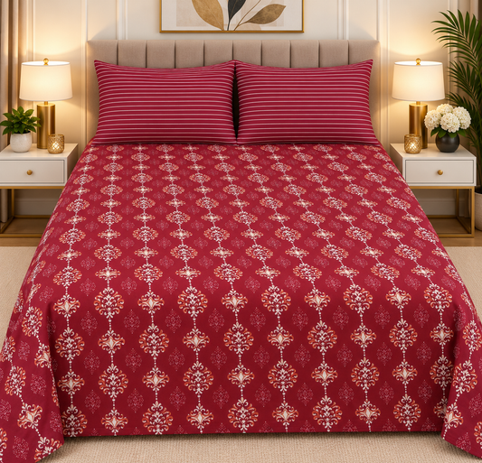 3pcs bed sheet 100% Pure Cotton King Size(96*98")