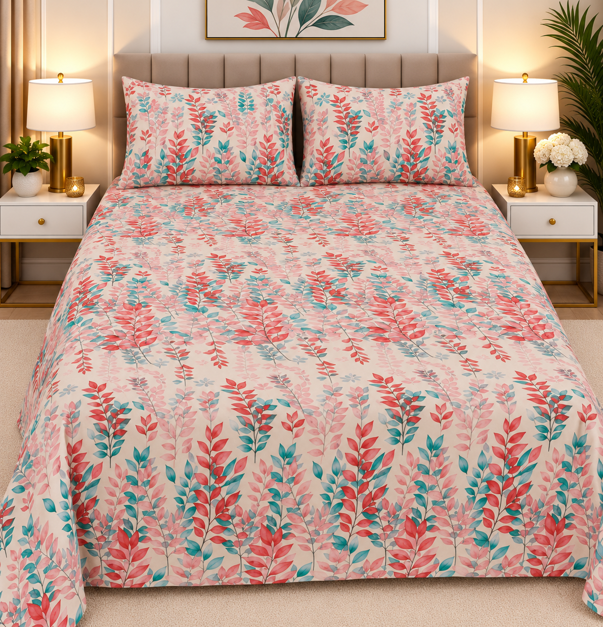 3pcs bed sheet 100% Pure Cotton King Size(96*98")