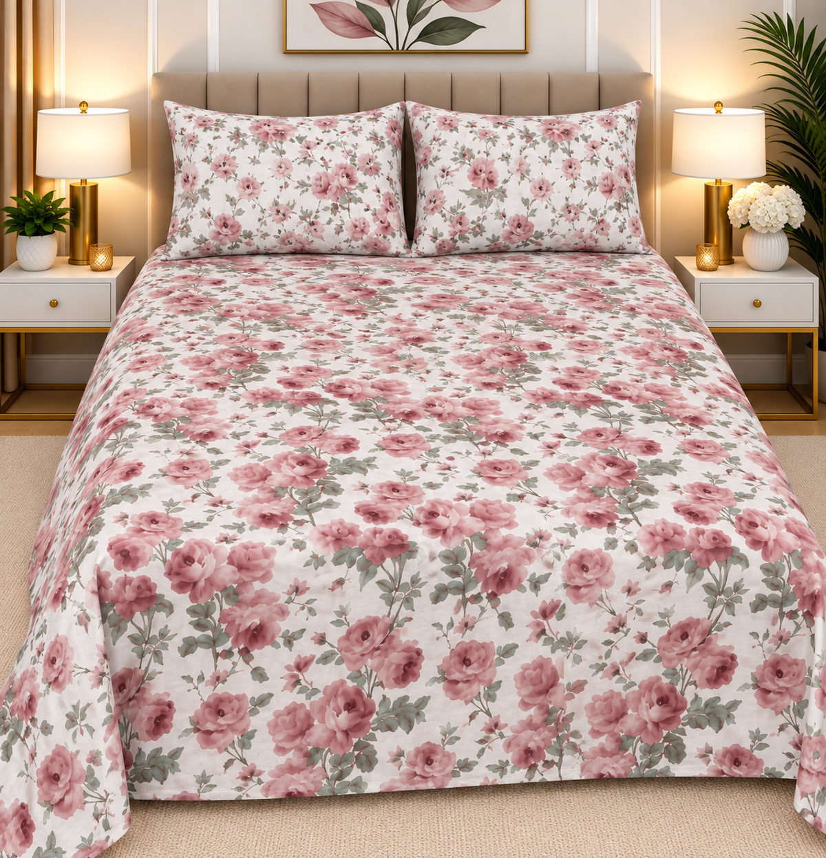 3pcs bed sheet 100% Pure Cotton King Size(96*98")