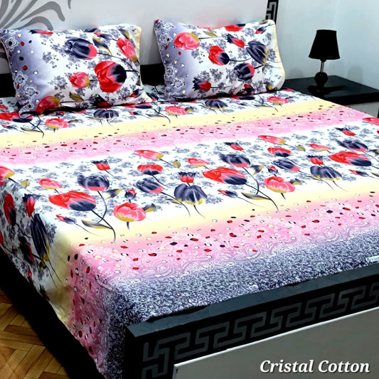 3pcs Bed Sheet Crystal Cotton