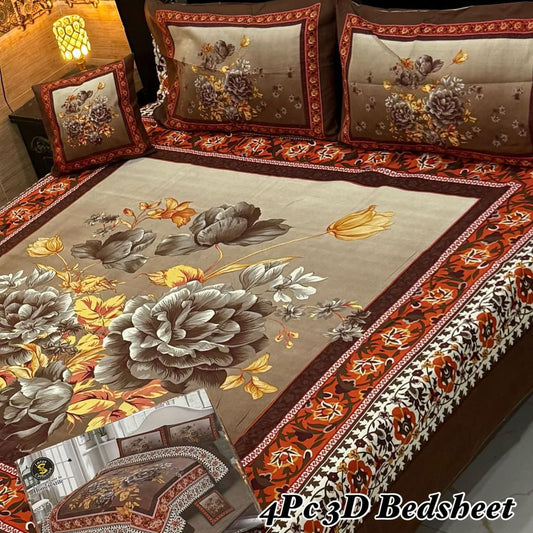 4pcs Bed Sheet Digital Print