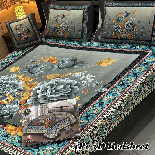 4pcs Bed Sheet Digital Print