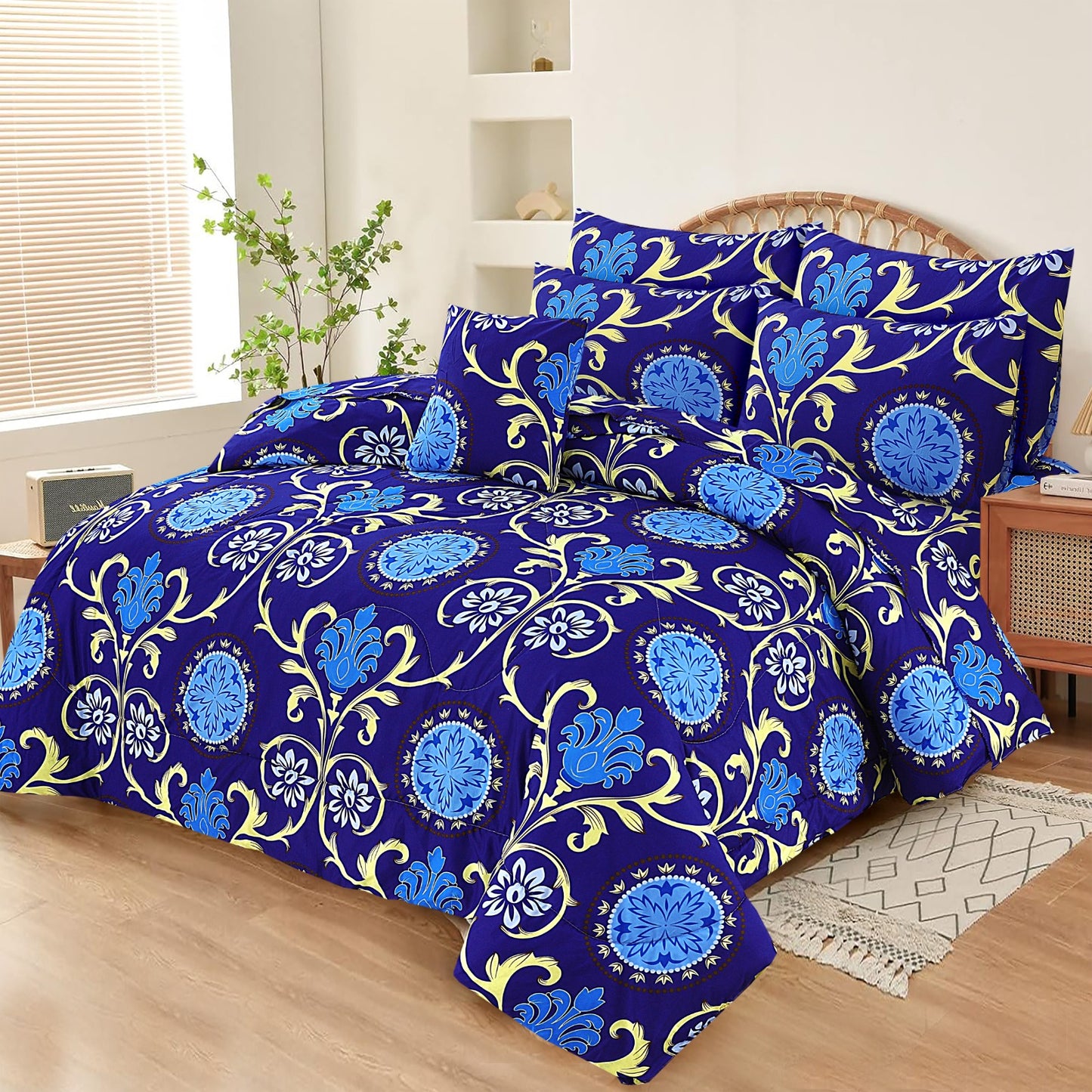 Luxury 7pcs Summer Comforter Set – Soft Micro Cotton Bedding with Bedsheet & Pillow Covers