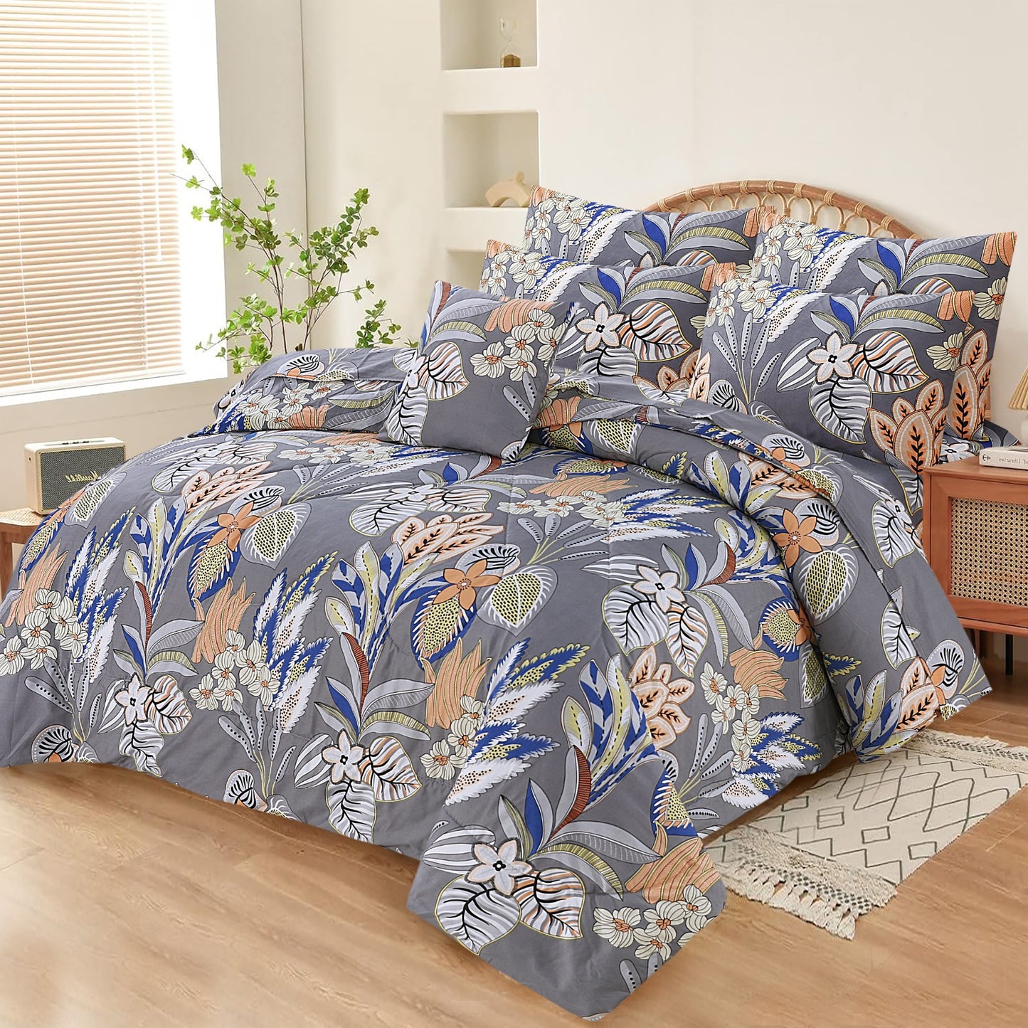 Luxury 7pcs Summer Comforter Set – Soft Micro Cotton Bedding with Bedsheet & Pillow Covers