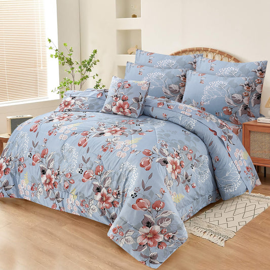 Luxury 7pcs Summer Comforter Set – Soft Micro Cotton Bedding with Bedsheet & Pillow Covers
