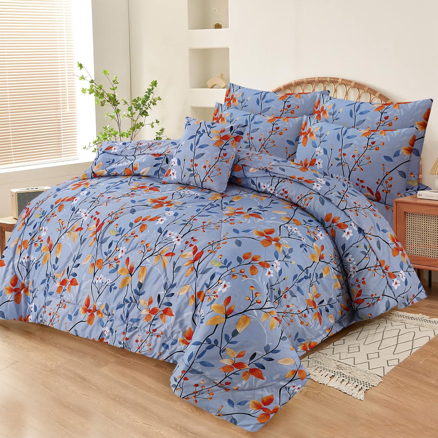 Luxury 7pcs Summer Comforter Set – Soft Micro Cotton Bedding with Bedsheet & Pillow Covers
