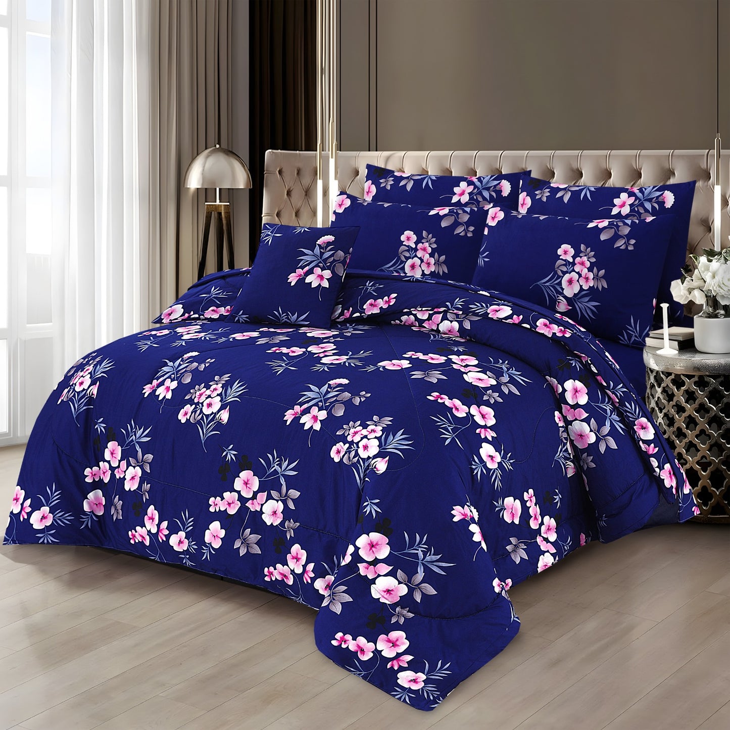 Luxury 7pcs Summer Comforter Set – Soft Micro Cotton Bedding with Bedsheet & Pillow Covers