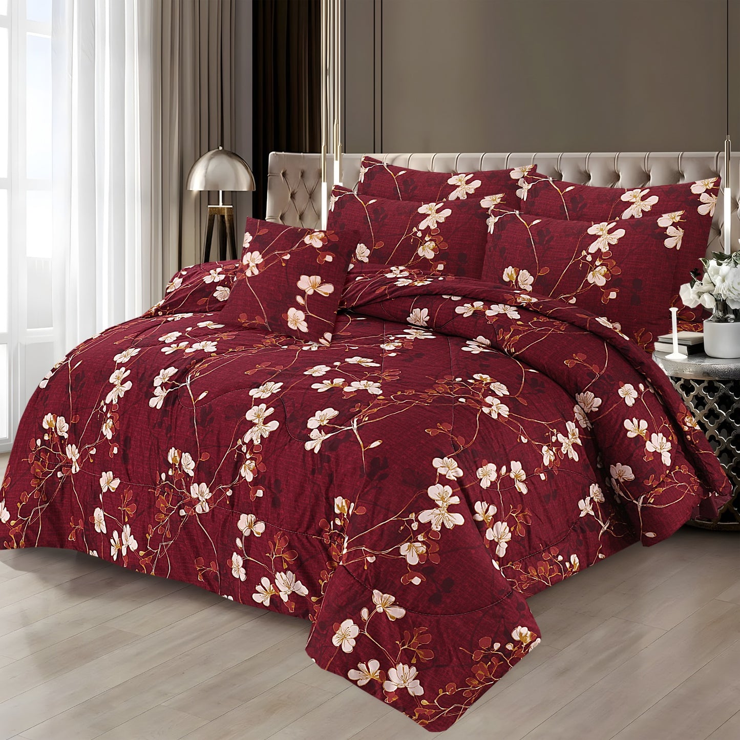 Luxury 7pcs Summer Comforter Set – Soft Micro Cotton Bedding with Bedsheet & Pillow Covers