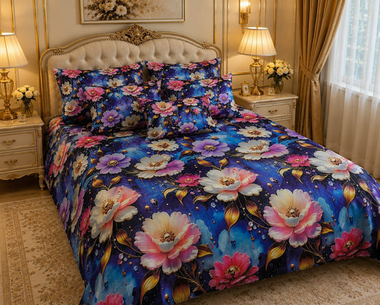 5 PCS Crystal Cotton Digital Bed Sheet Collection