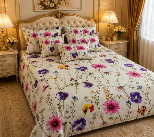 5 PCS Crystal Cotton Digital Bed Sheet Collection