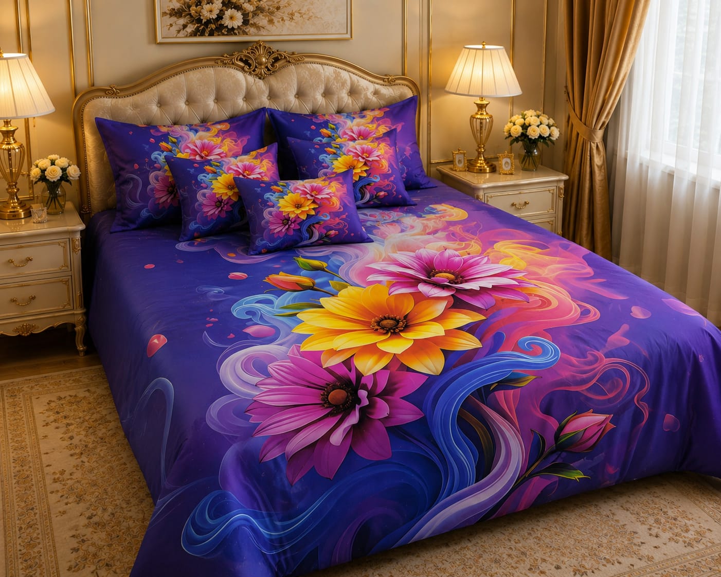 5 PCS Crystal Cotton Digital Bed Sheet Collection