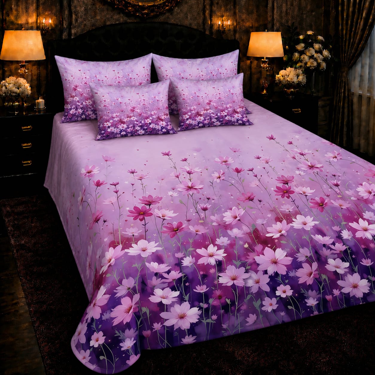 5 PCS Crystal Cotton Digital Bed Sheet Collection
